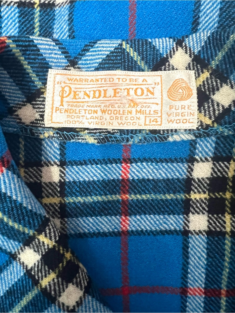 Pendleton Vintage 70s Virgin Wool Long Sleeve Blue Plaid Blazer Jacket - Picture 7 of 7